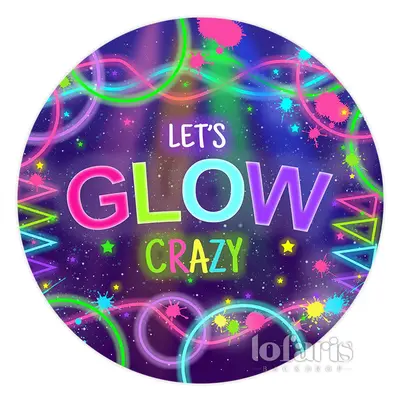 Aperturee Let'S Glow Crazy Colour Lines Birthday Round Backdrop | Name Backdrop For Birthday | Happy Birthday Backdrop | Simp...