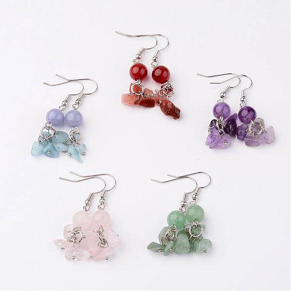 Natural Gemstone Dangle Earrings