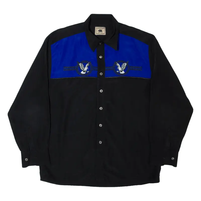 RUNNING BEAR Mens Plain Shirt Black Long Sleeve L