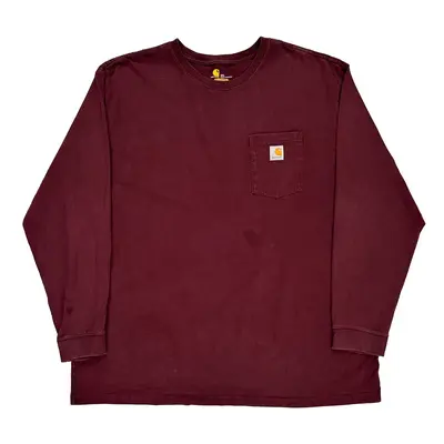Carhartt Long Sleeve T-Shirt - 3XL Burgundy Cotton