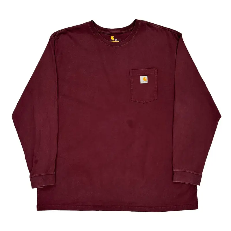 Carhartt Long Sleeve T-Shirt - 3XL Burgundy Cotton