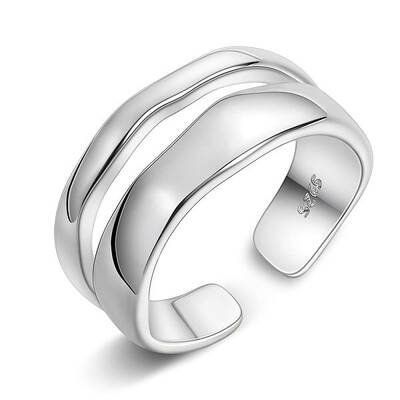 Rhodium Plated 925 Sterling Silver Cuff Rings