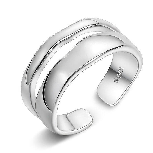 Rhodium Plated 925 Sterling Silver Cuff Rings
