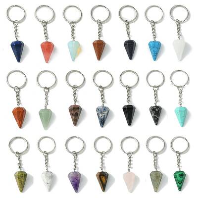 Gemstone Cone Pendant Keychain