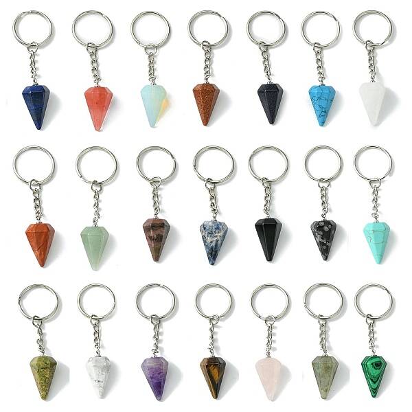 Gemstone Cone Pendant Keychain
