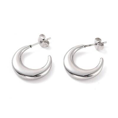 Non-Tarnish 304 Stainless Steel Crescent Moon Stud Earrings for Women