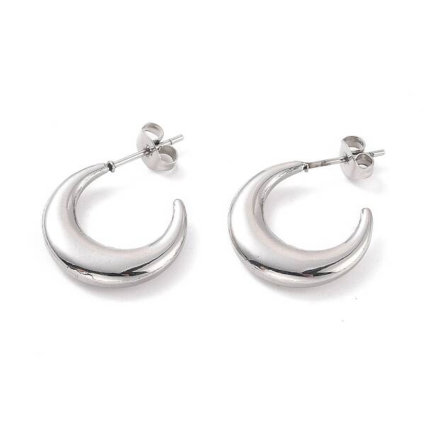 Non-Tarnish 304 Stainless Steel Crescent Moon Stud Earrings for Women