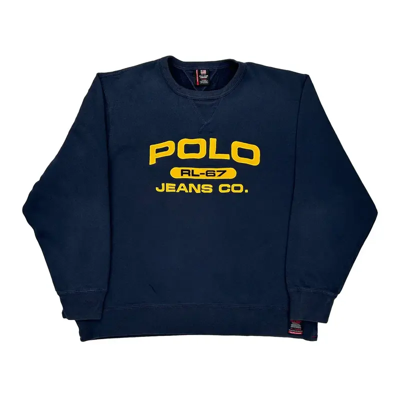 Polo By Ralph Lauren Sweatshirt - XL Navy Cotton Blend
