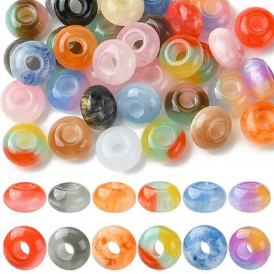 36Pcs 3 Styles Resin European Beads