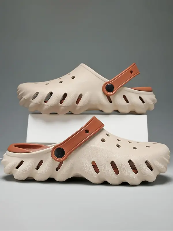 Men's Hollow Out Design Clogs, Casual Comfortable Breathable Clogs for Summer, Outdoor Beach  Designer Slides Shoes for Daily...