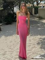 Women's Solid Backless Lace Up Tie Back Bodycon Dress, Elegant Fashion Maxi Tube Dress for Party Club Dating Wear, Ladies Dre...