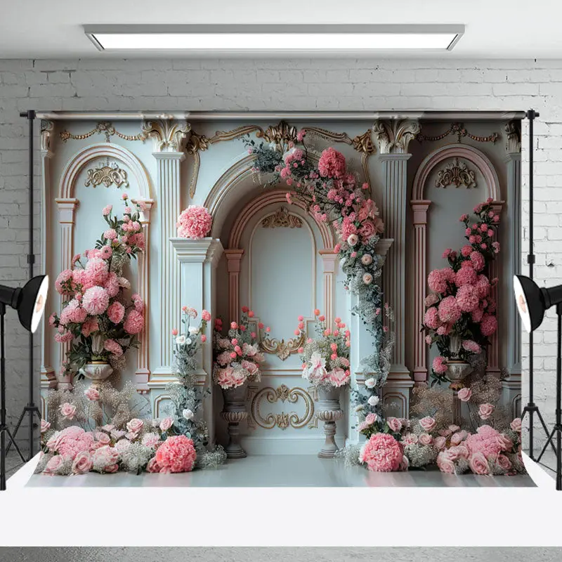 Luxury Vintage White Pink Floral Wedding Backdrop