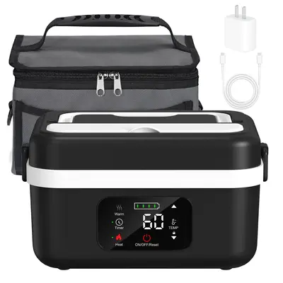 Esemoil Self Heating Lunch Box Portable Insulated Stainless Steel Container with 16000mAh Battery for Office Car Truck Outdoo...