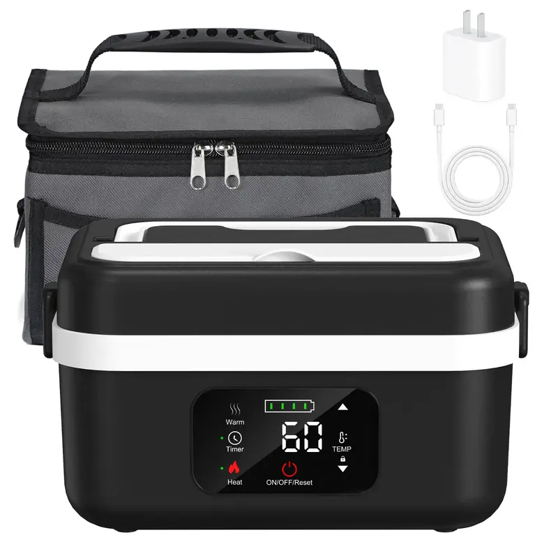 Esemoil Self Heating Lunch Box Portable Insulated Stainless Steel Container with 16000mAh Battery for Office Car Truck Outdoo...