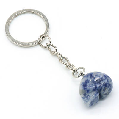 Natural Blue Spot Jasper Stone Keychain