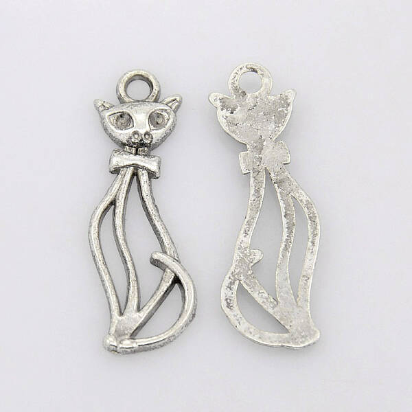 Tibetan Style Alloy Kitten Pendants
