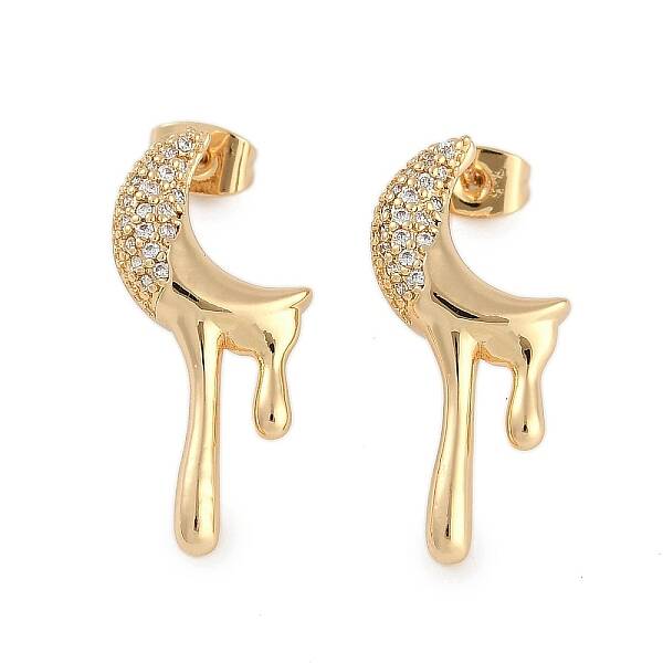 Brass Clear Cubic Zirconia Stud Earrings for Women