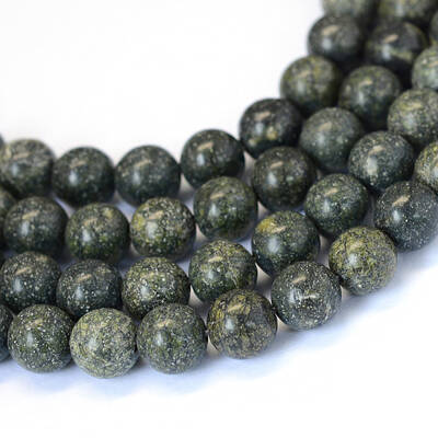 Natural Serpentine/Green Lace Stone Round Bead Strands