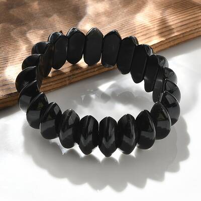 Bicone Natural Obsidian Beads Stretch Bracelets for Women Men