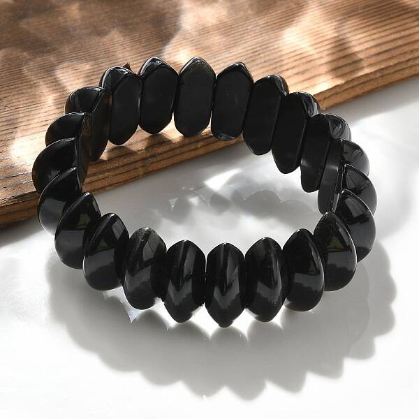 Bicone Natural Obsidian Beads Stretch Bracelets for Women Men