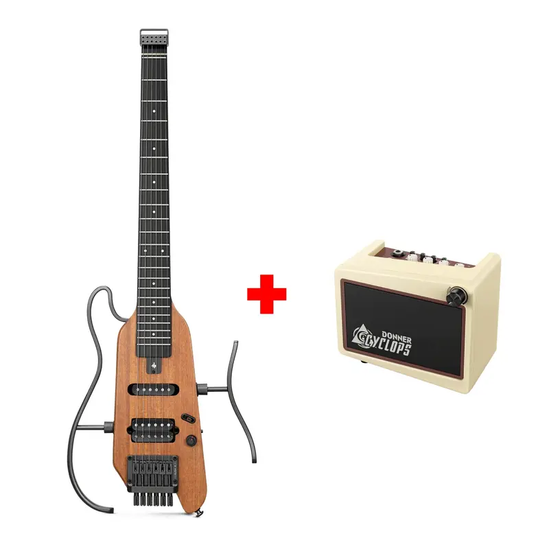 Donner HUSH™ X Electric Guitar - Natural / Guitar+Cyclops Amplifier