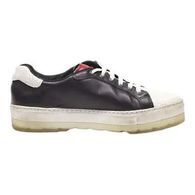 DIESEL Platform Trainers Black Leather Mens UK 5