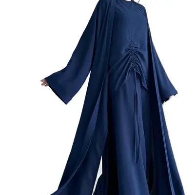 Long abaya three set pants shirt and abaya