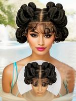 Women's 200% Density Double Layer Lace Front Braided Wigs, Bling Hair Wigs, Fashionable Curly Baby Hair Wigs for Daily, Cospl...