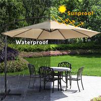 【No Base & Solar 32 LED Lights Umbrella 】Yaheetech 10FT Solar Offset Umbrella, Handy Crank & Cross Base for Outdoor Use, ...