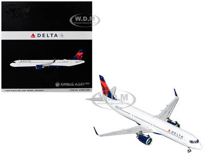 Airbus A321neo Commercial Aircraft Delta Air Lines (N502DX) White with Blue and Red Tail Gemini 200 Series 1/200 Diecast ...