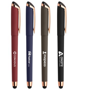250 Promotional Gazelle Gel Softy Rose Gold Pen w/ Stylus - Soft ...