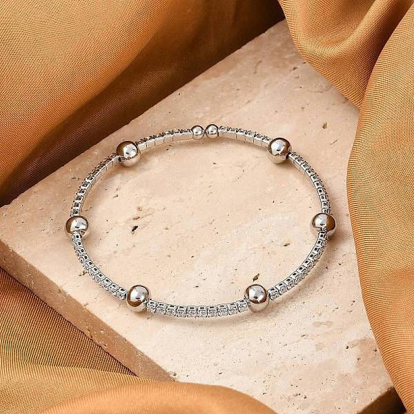 Brass Micro Pave Clear Cubic Zirconia Chain Bracelets for Women