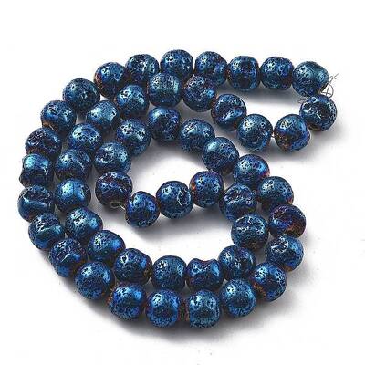 Electroplated Natural Lava Rock Beads Strands