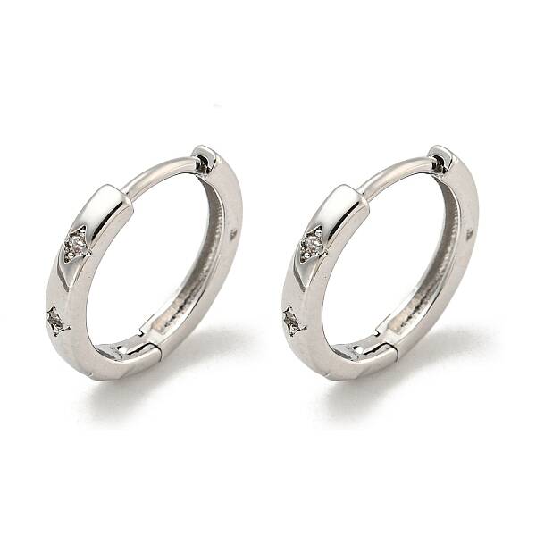 Brass Pave Clear Cubic Zirconia Hoop Earrings