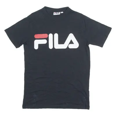 FILA Womens T-Shirt Black Crew Neck XS
