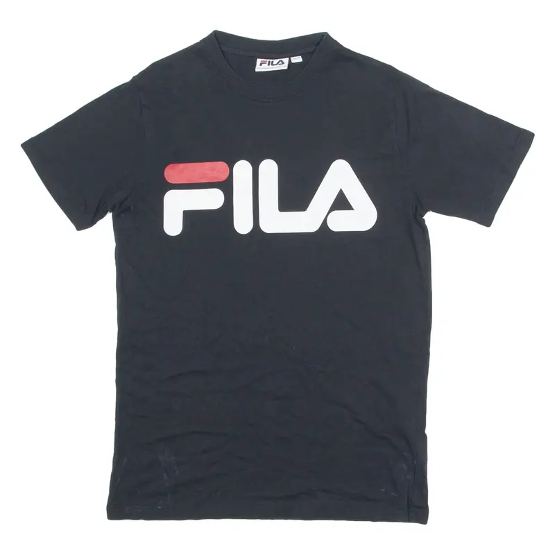 FILA Womens T-Shirt Black Crew Neck XS