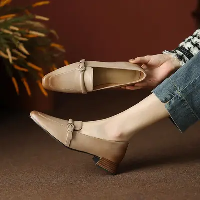 CHIKO Chantara Square Toe Block Heels Loafers Shoes
