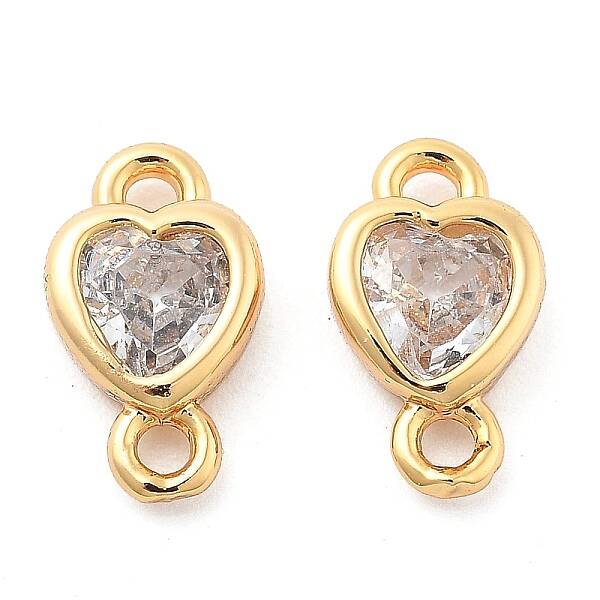 Brass Clear Cubic Zirconia Connector Charms