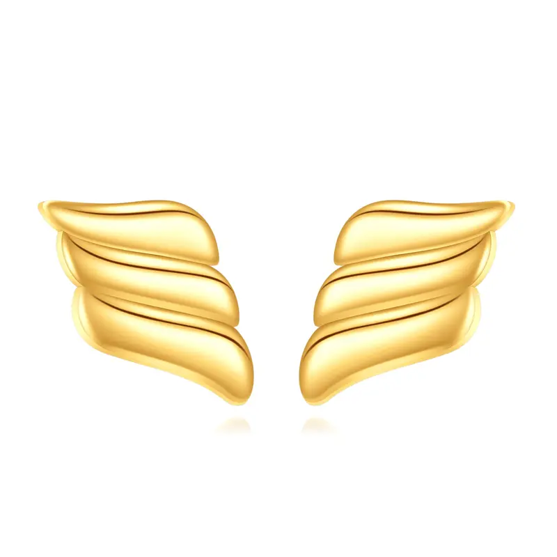 10K Gold Angel Wing Stud Earrings