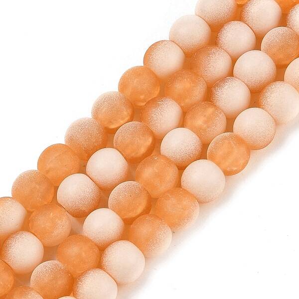 Frosted Crackle Glass Beads Strands