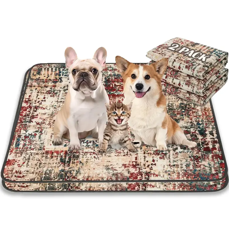 Qeils Washable Pee Pads for Dogs, 2 Pack Super Absorbent Reusable Puppy Pads Leakproof Dog Traning Pads, Waterproof Non-Slip ...