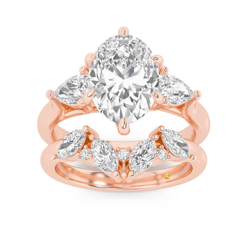 Lumina Lab Grown Oval Shaped Diamond Engagement Ring with the Annabella Wedding Band | 14K Rose Gold 4 ct. tw.