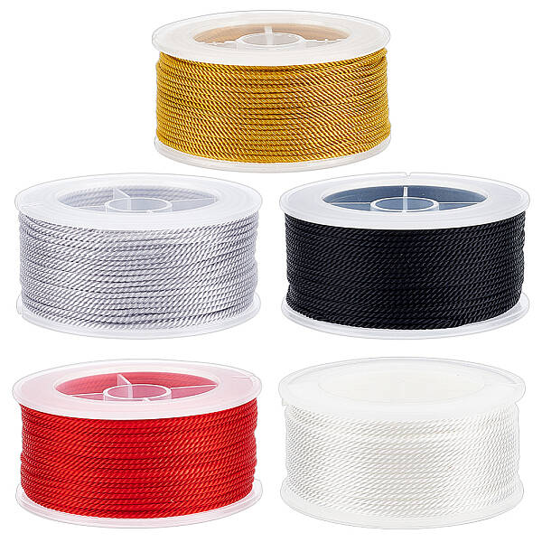 5Rolls 5 Colors 3-ply Nylon Milan Cord