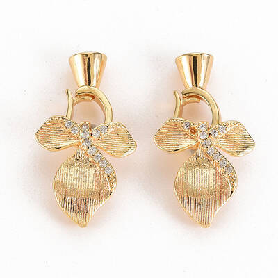 Brass Micro Pave Clear Cubic Zirconia Pendants Bail