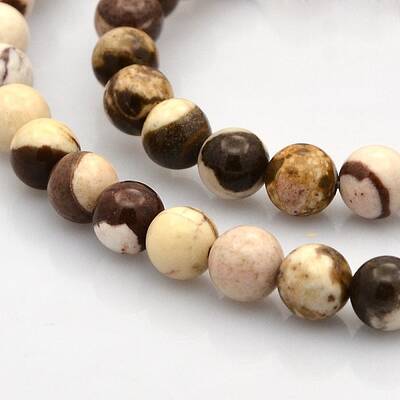 Round Natural Zebra Jasper Beads Strands