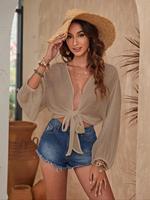 Women's Solid Color Cover Up Top, Casual Fashion Top for Beach Holiday Vacation, Ladies Clothes for All Seasons
