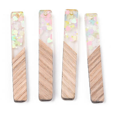 Transparent Resin & White Wood Big Pendants