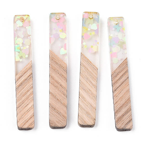 Transparent Resin & White Wood Big Pendants