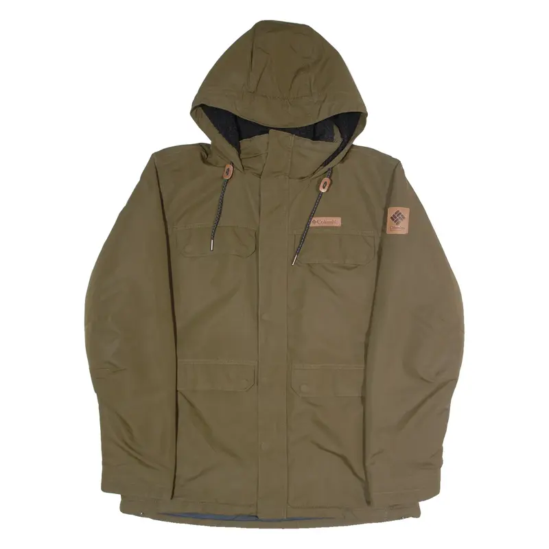 COLUMBIA Mens Parka Coat Green Hooded L