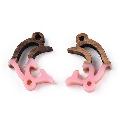 Opaque Resin & Walnut Wood Connector Charms